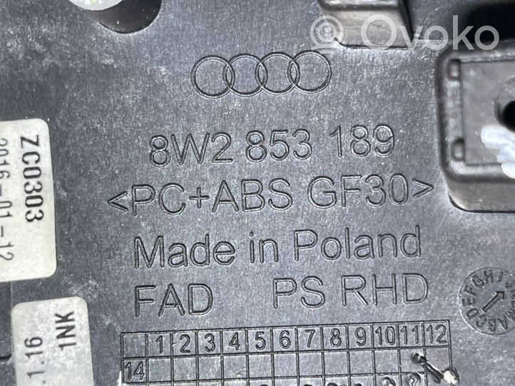 Audi A4 S4 B9 Panneau de garniture tableau de bord 8W2853189