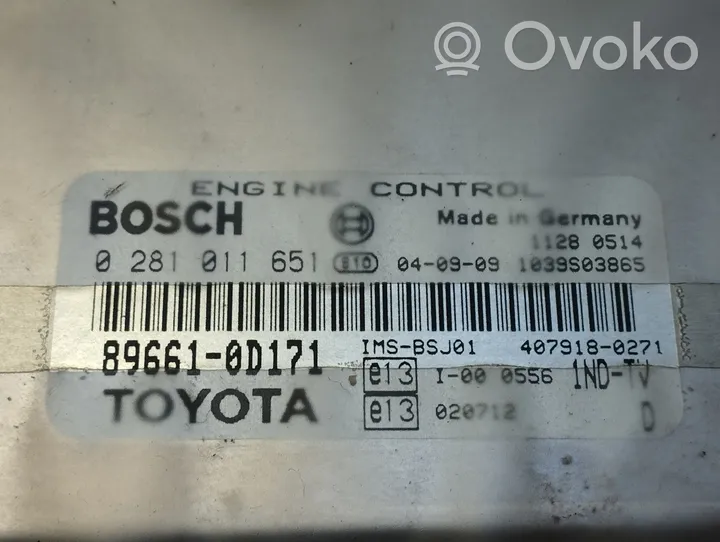 Toyota Yaris Sterownik / Moduł ECU 896610D171