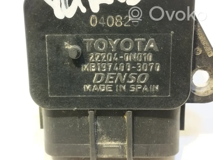 Toyota Yaris Débitmètre d'air massique 222040N010