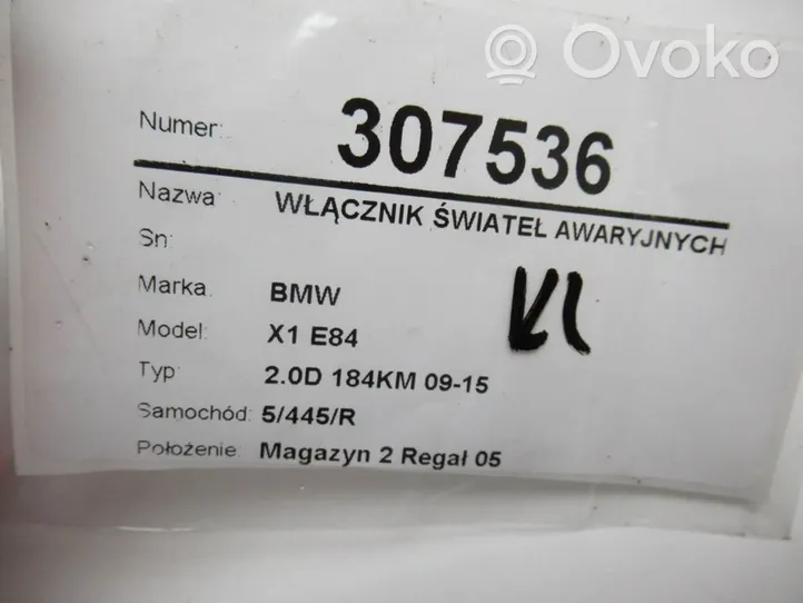 BMW X1 E84 Przycisk świateł awaryjnych 6919506