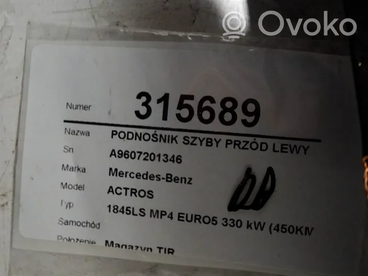 Mercedes-Benz Actros Elektryczny podnośnik szyby drzwi przednich A9607201346