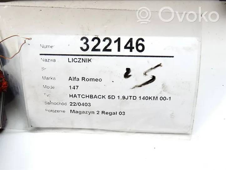 Alfa Romeo 147 Compteur de vitesse tableau de bord 735290181