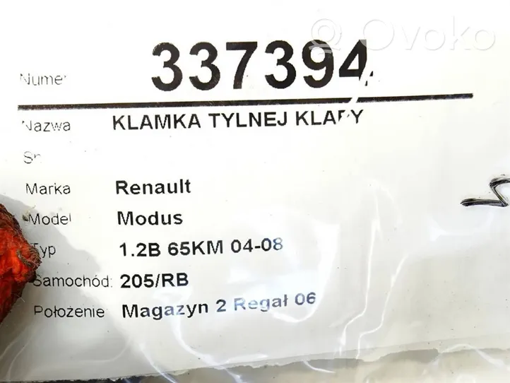 Renault Modus Takaluukun/tavaratilan luukun ulkokahva 8200076256B