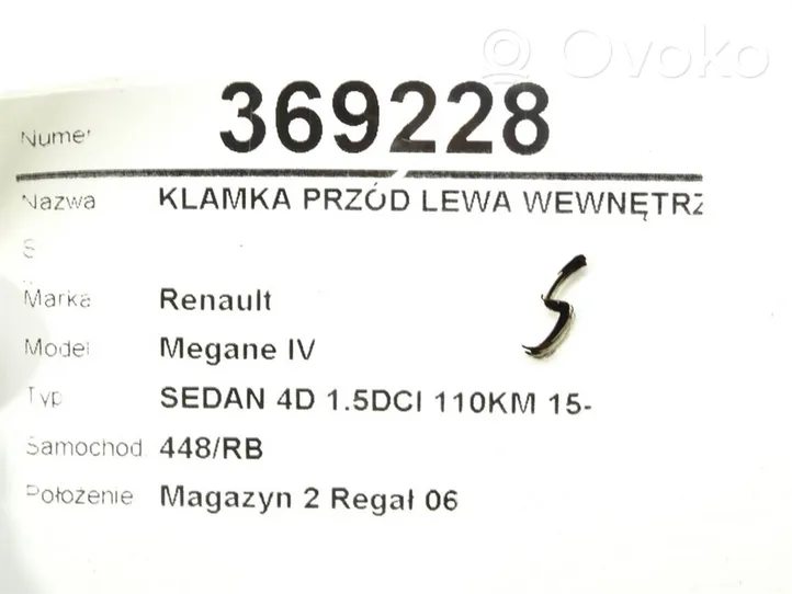 Renault Megane IV Etuoven sisäkahva 806719687R