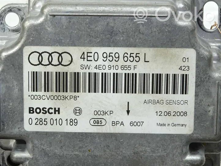 Audi A8 S8 D3 4E Gaisa spilvenu trieciensensors 4E0959655L