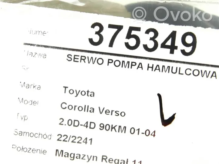 Toyota Corolla Verso E121 Bremžu vakuuma pastiprinātājs 874-02205