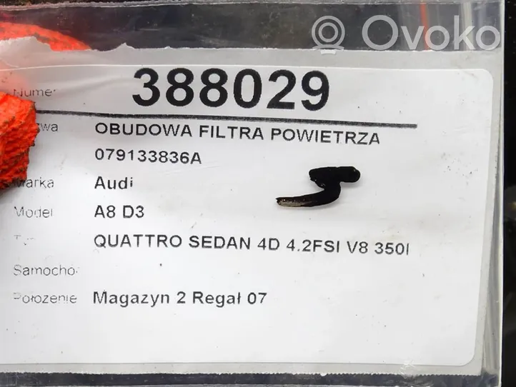 Audi A8 S8 D3 4E Scatola del filtro dell’aria 079133836A