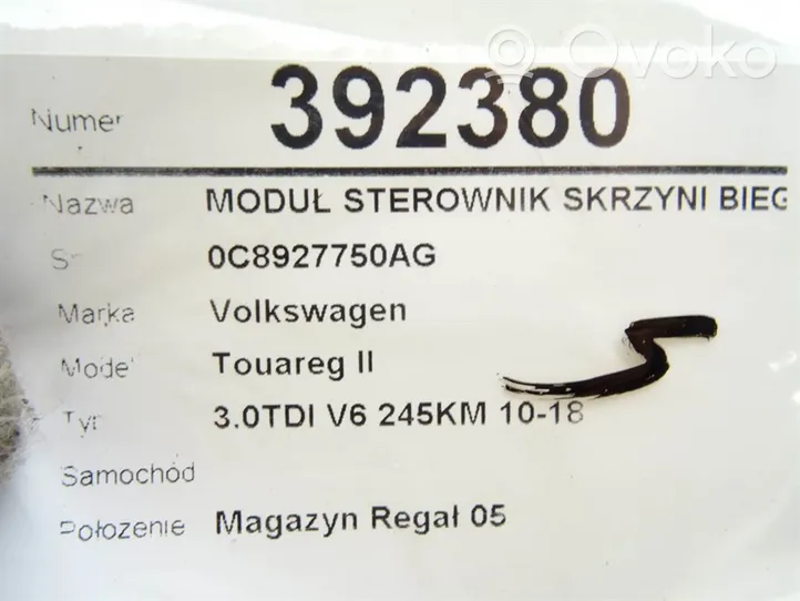 Volkswagen Touareg II Kiti valdymo blokai/ moduliai 0C8927750AG