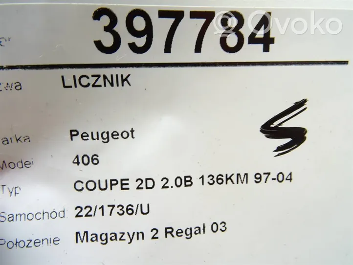 Peugeot 406 Licznik / Prędkościomierz 87001369