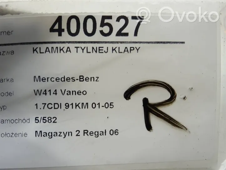 Mercedes-Benz Vaneo W414 Uchwyt / Rączka zewnętrzna otwierania klapy tylnej / bagażnika 4147601361