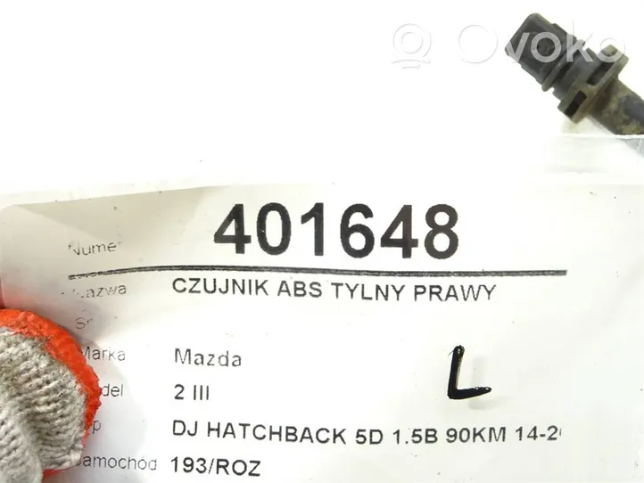 Mazda 2 Czujnik prędkości obrotowej koła ABS 