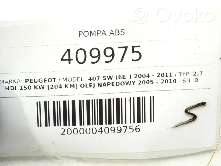 Peugeot 407 ABS-pumppu 0265950658