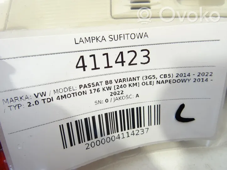 Volkswagen PASSAT B8 Panel oświetlenia wnętrza kabiny 