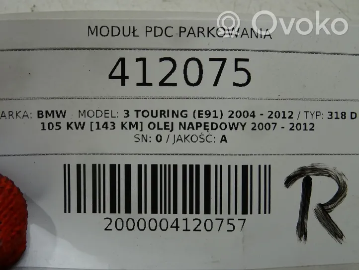BMW 3 E90 E91 Pysäköintitutkan (PCD) ohjainlaite/moduuli 9225824