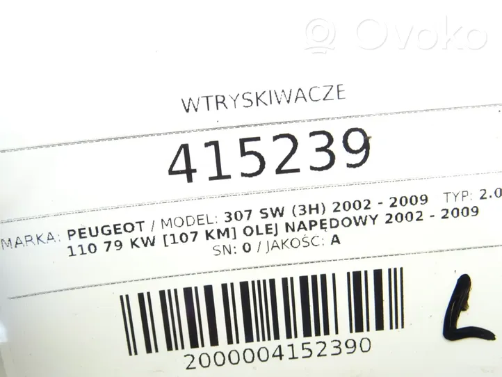 Peugeot 307 Kit d'injecteurs de carburant 0986435077