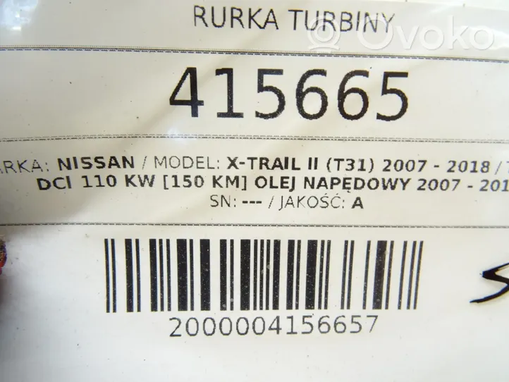 Nissan X-Trail T31 Tubo flessibile mandata olio del turbocompressore turbo 