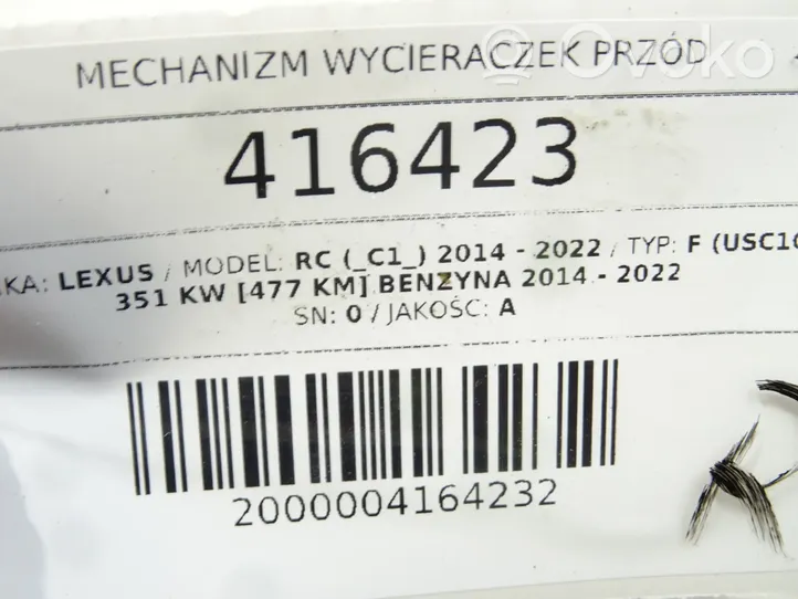 Lexus RC Mechanizm i silniczek wycieraczek szyby przedniej / czołowej 85110-53050