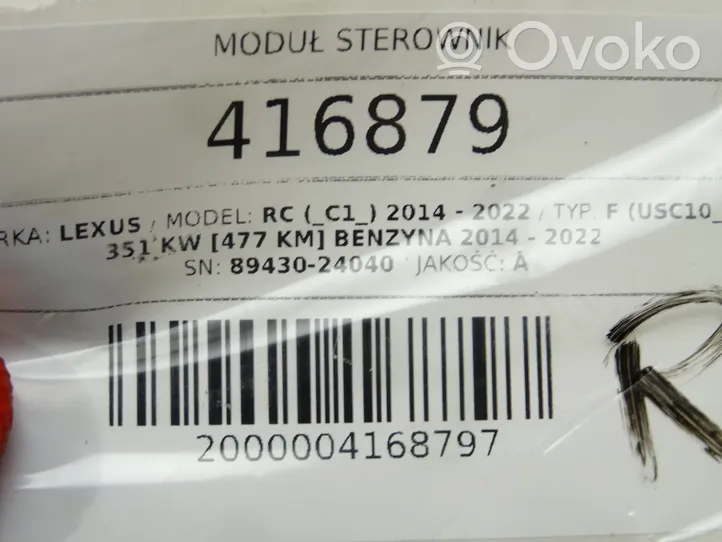 Lexus RC Inne komputery / moduły / sterowniki 89430-24040