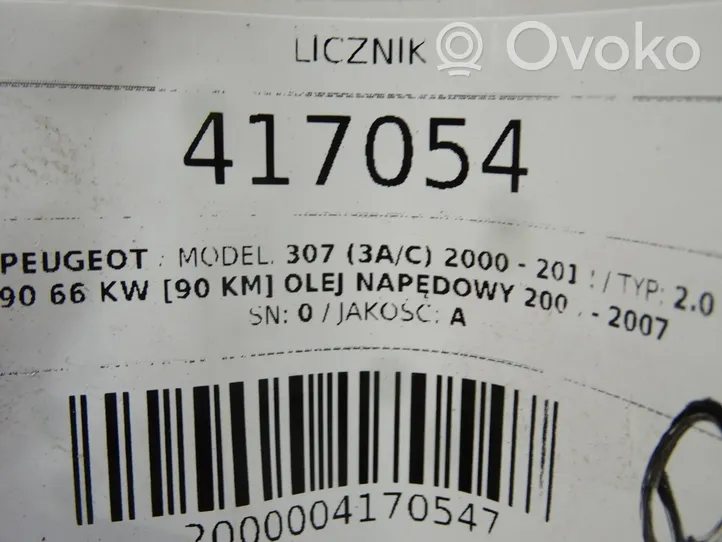 Peugeot 307 Tachimetro (quadro strumenti) P9636708880B