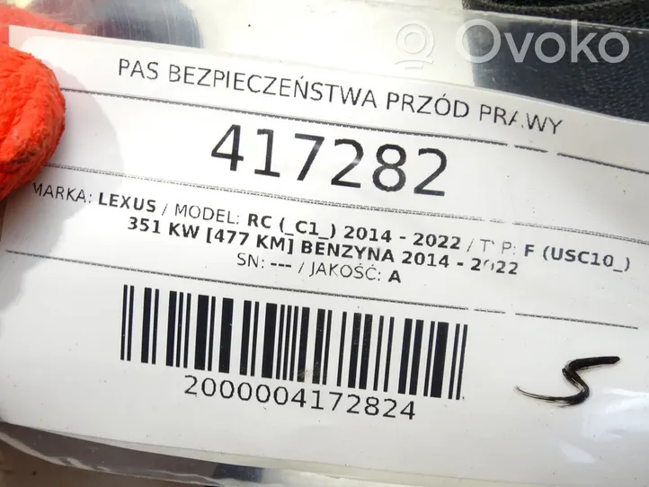 Lexus RC Pas bezpieczeństwa fotela przedniego 