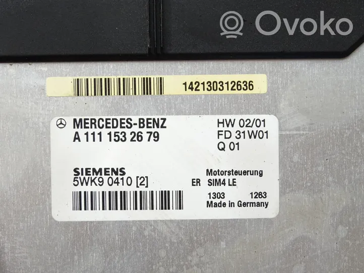 Mercedes-Benz CLK A208 C208 Unité de commande, module ECU de moteur A1111532679