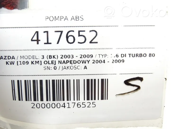 Mazda 3 I Pompa ABS 10.0960-0115.3