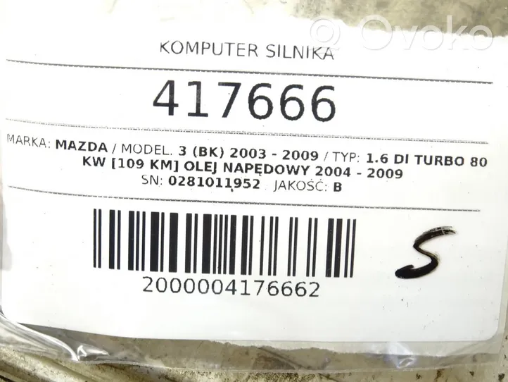 Mazda 3 I Unité de commande, module ECU de moteur 