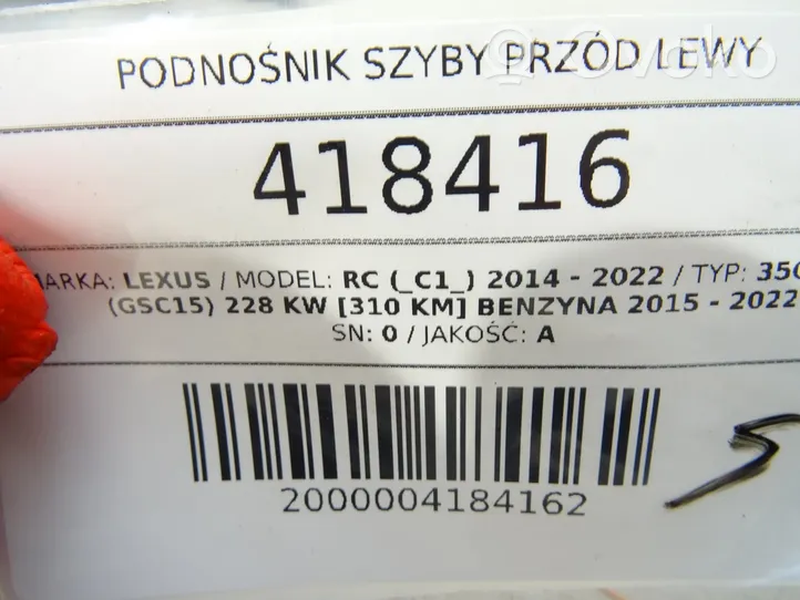 Lexus RC Elektryczny podnośnik szyby drzwi przednich 85720-24070