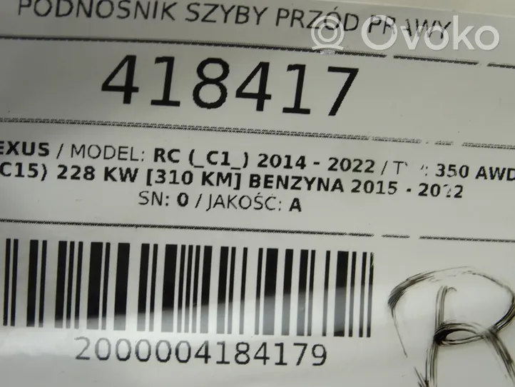 Lexus RC Elektryczny podnośnik szyby drzwi przednich 85710-24070