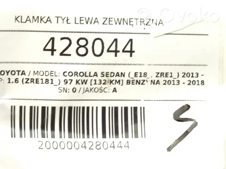 Toyota Corolla E160 E170 Klamka zewnętrzna drzwi tylnych 69206-0D271