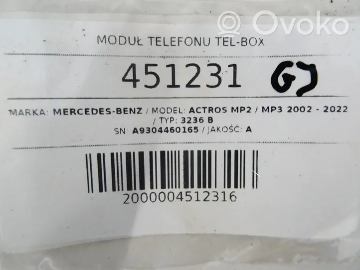 Mercedes-Benz Actros Kiti valdymo blokai/ moduliai A9304460165