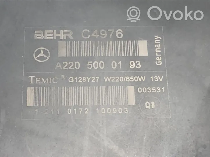 Mercedes-Benz CL C215 Wentylator / Komplet A2205000193