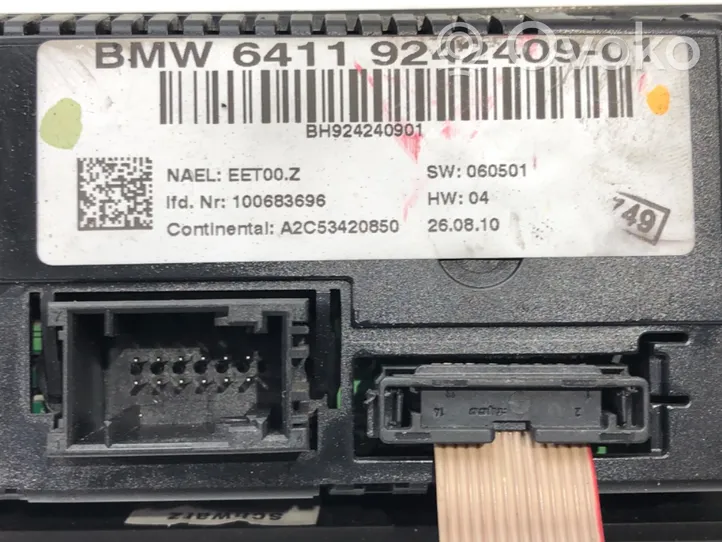 BMW 3 E90 E91 Interruptor de control del ventilador interior 9242409