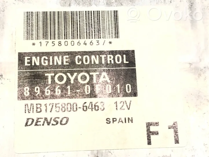 Toyota Corolla E120 E130 Komputer / Sterownik ECU silnika 89661-0F010