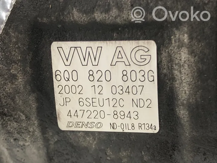 Volkswagen Polo IV 9N3 Ilmastointilaitteen kompressorin pumppu (A/C) 6Q0820803G