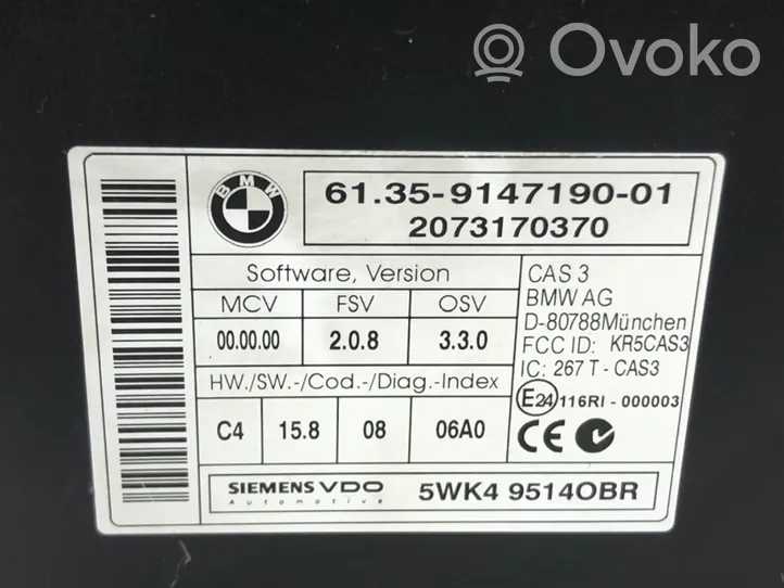 BMW X5 E70 Module de contrôle carrosserie centrale 9147190