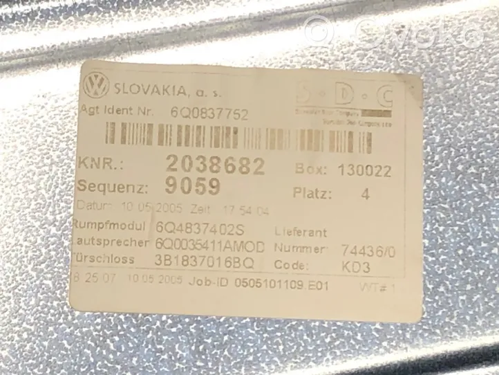 Volkswagen Polo IV 9N3 Elektryczny podnośnik szyby drzwi przednich 6Y2959801