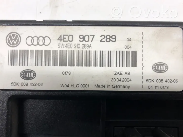 Audi A8 S8 D3 4E Autres unités de commande / modules 4E0907289