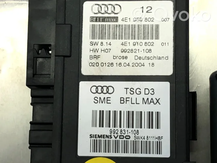 Audi A8 S8 D3 4E Mécanisme de lève-vitre avec moteur 4E1959802