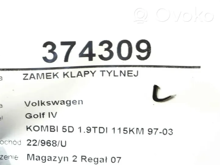 Volkswagen Golf IV Takaluukun ulkopuolinen lukko 