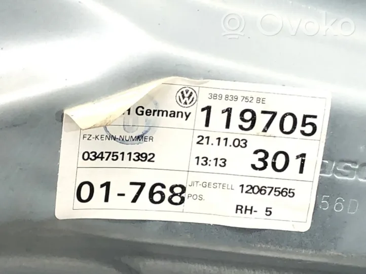 Volkswagen PASSAT B5.5 Alzacristalli della portiera posteriore con motorino 3B9839752BE