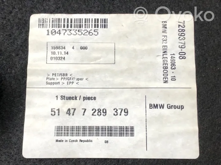 BMW 4 F32 F33 Trunk/boot floor carpet liner 7289379