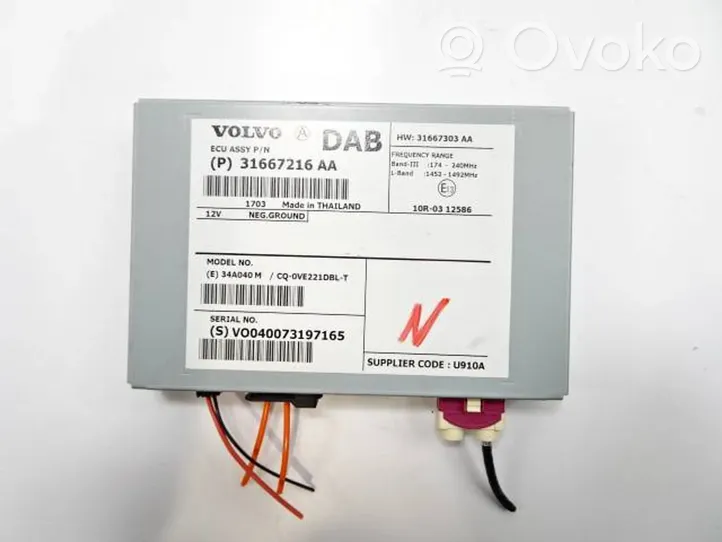 Volvo V40 Module unité de contrôle d'antenne 31667216AA