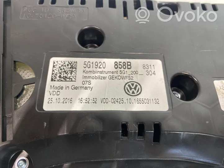 Volkswagen Golf VII Compteur de vitesse tableau de bord 5G1920858B