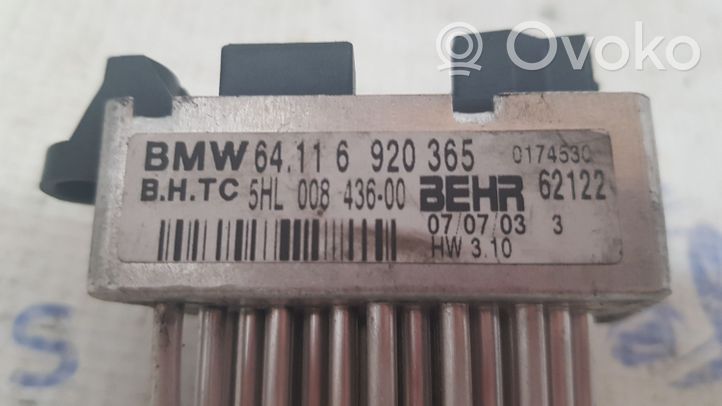 BMW 3 E46 Lämpöpuhaltimen moottorin vastus 6920365