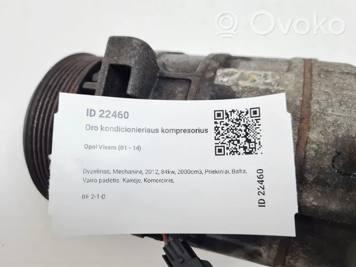Opel Vivaro Kompresor / Sprężarka klimatyzacji A/C 8200454172E