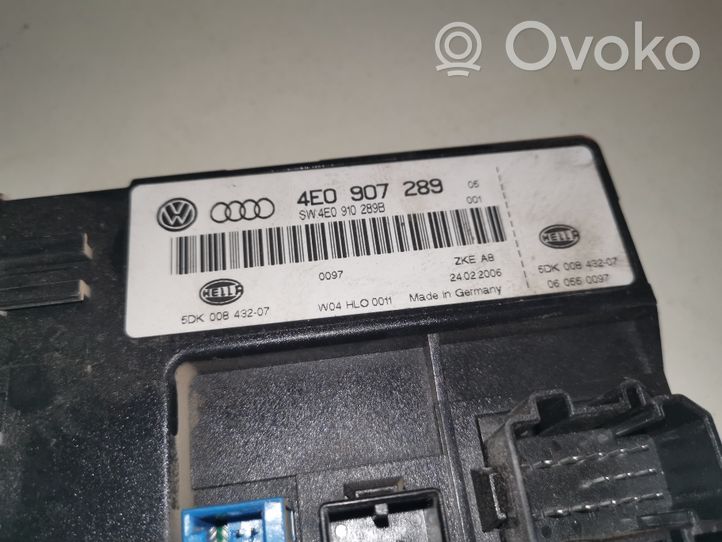 Audi A8 S8 D3 4E Moduł / Sterownik komfortu 4E0907289