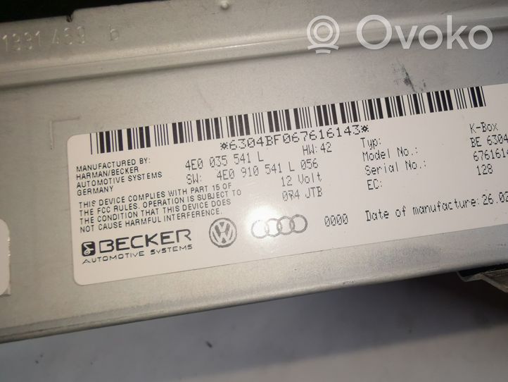 Audi A8 S8 D3 4E Radio/CD/DVD/GPS-pääyksikkö 4E0035541L