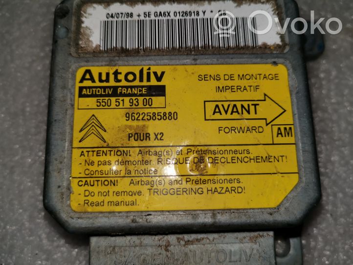 Citroen Xantia Turvatyynyn ohjainlaite/moduuli 9622585880