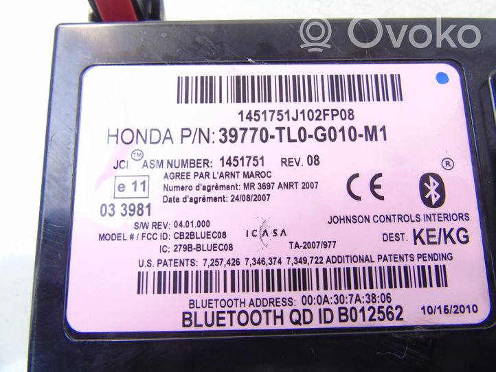 Honda Accord Module unité de contrôle Bluetooth 39770-TL0-G010-M1